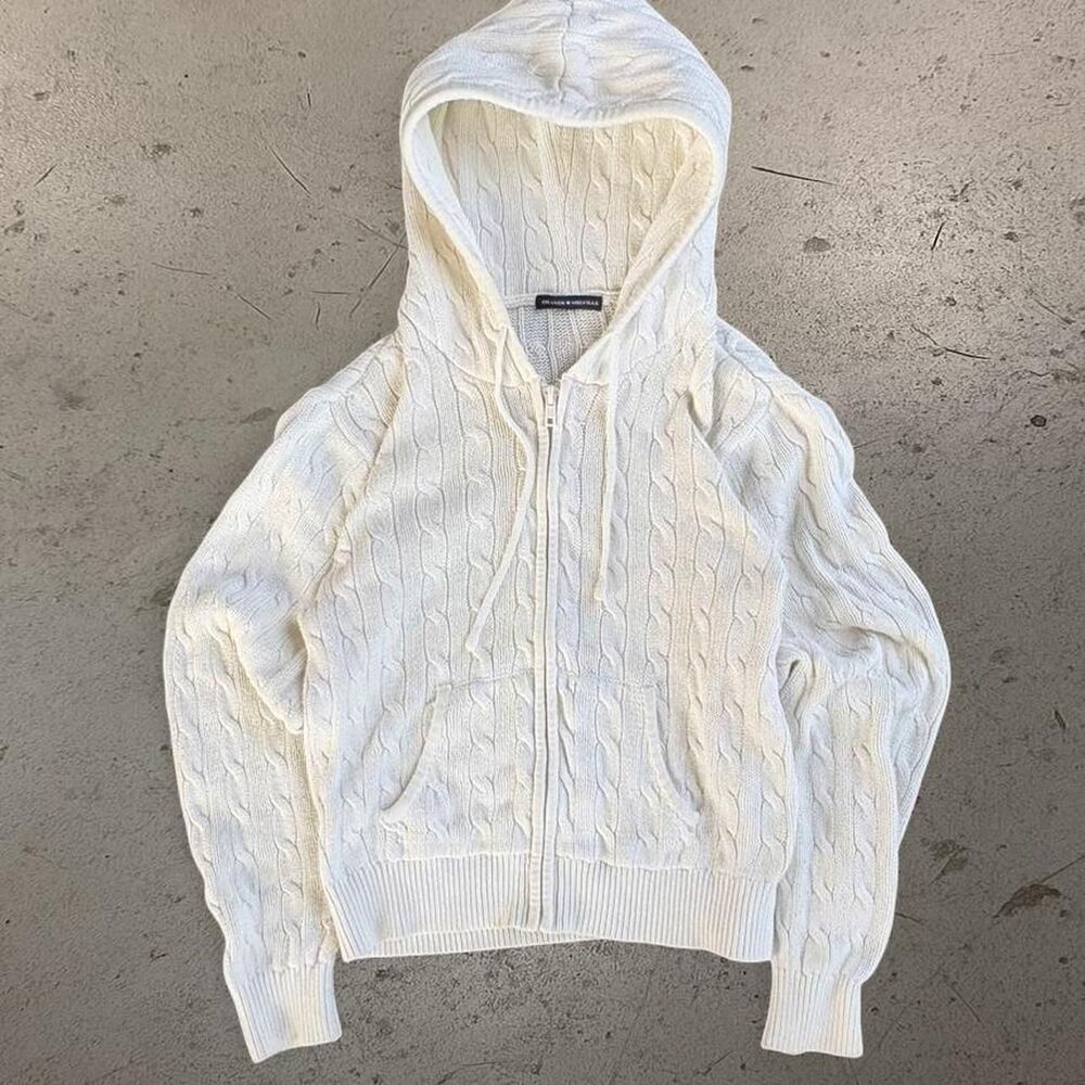 Womens Brandy Melville Cable Knit Sweater Hoodie SZ S